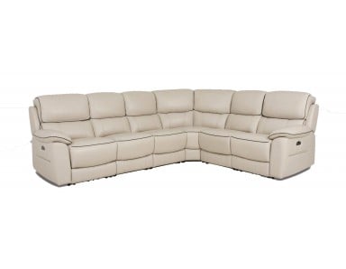 Crowley Power Reclining Leather Sectional With Power Tilt Headrest